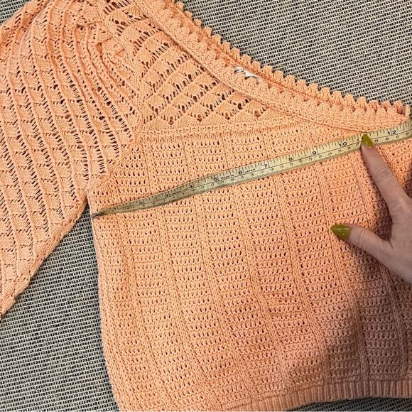 MNG Mango Peach One Shoulder Knit / Crochet Top Sweater XS - Picture 3 of 5